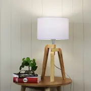 Oriel Lighting LUND Scandi Inspired Timber Tripod Lamp with Shade