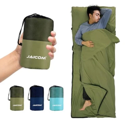 Sleeping Bag Liner Travel Sheets Adult Sleep Sack Ultralight and Portable Green