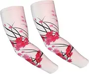 [FHEDVBN] Cherry blossoms Tree Arm Sleeves Compression Arm Covers for Men Women Outdoor Sun Sleeves Cooling Sports Sleeve, Black