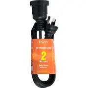 DOSS EXL2MB 2M Power Extension Lead Black Pvc Ordinary Duty Cable With Fully Moulded 3 Pin