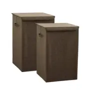 NNEAGS 2X Coffee Large Collapsible Laundry Hamper Storage Box Foldable Canvas Ba