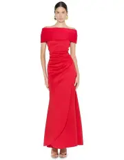 [Montique] Dalton Scuba Gown in Red
