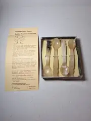 Vintage Scottish Ox Horn Egg Spoon Set of 4 Valley Horncraft of Darvel