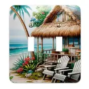 Beach Tiki Hut Design Metal Decorative Light Switch Plate Cover - Several Siz...