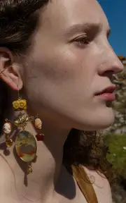 [Grainne Morton] 18K Gold Plated Silver and Mixed Materials Golde Swan Earrings