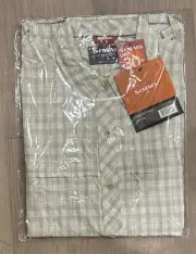 Simms Stone Cold Short Sleeve Shirt UPF Large Khaki Quick Dry Wrinkle Free NEW