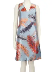 Blue Feather Pattern Dress