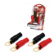 Aerpro 2 Gauge Ring Terminals - Wiring Kit, 2 Red and 2 Black - AP2GRT