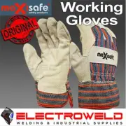 4 x Pairs Maxisafe XL Work Gloves Candy Stripe Leather Transport Farm, GLC145-10