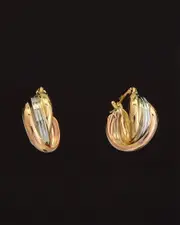 14K Tri-Tone Italian Gold Triple Hoops