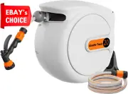 Retractable Garden Hose Reel 20M Heavy Duty Wall Mounted with 7-Pattern Nozzle