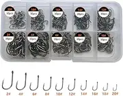 AMHDV 300Pcs/ 500Pcs/ 1000Pcs Small Fishing Hooks, 10 Different Sizes Tiny Fish Hook Set for Freshwater Saltwater