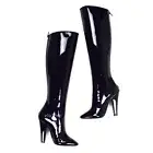 NWT $1.5K Saint Laurent YSL Black Patent Leather 68 Knee High Boots 36 AUTHENTIC