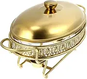 VERDANVERSE 1Pc Gold Buffet Heating Stove Food Heating Container Self Service Food Warmer for Hotel Restaurant Smooth Surface Material for Parties and Events