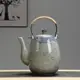 2升陶瓷大茶壺手繪復古泡茶壺涼水壺鐵制手柄提梁壺餐廳水壺家用