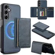 [GoshukunTech] for Samsung Galaxy A35 5G Wallet Case with Card Holder,for Samsung A35 Magnetic Case[Detachable Card Pocket] Leather Flip Cover[Support Magsafe or Wireless Charging]-Navy Blue
