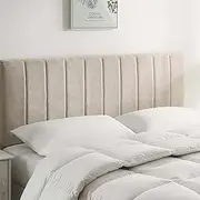 Upholstered Queen Headboard - Easy Assemble Channel Stitched Headboard Queen Size - Wall Mounted Headboard with 3D Soundproof Wall Panels Peel & Stick Floating Headboards for Queen Size Bed - Beige