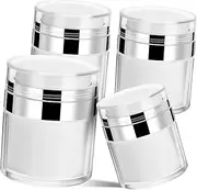4 Pcs Airless Pump Jars Refillable Vacuum Cosmetic Containers for Lotions Creams Moisturizers and Foundations Travel Friendly Design