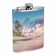 Aloha Em1 Flask 8oz Stainless Steel Hip Drinking Whiskey