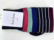 New Paul Smith Men's Socks Striped Multi Colored Cotton