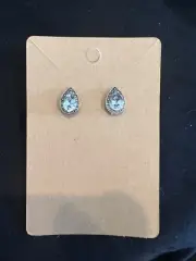 silver teardrop stud earrings