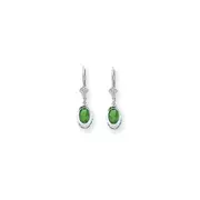 14k White Gold 7x5mm Oval Emerald leverback Earrings