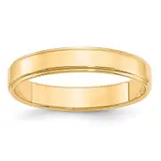 Solid 10K Yellow Gold 4mm Flat with Step Edge Men's/Women's Wedding Band Ring Size 6