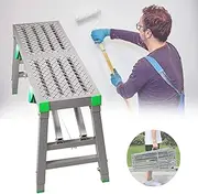 Work Platform Stepladders Folding Scaffolding, Steel Steel Work Platform Welding Scaffold Tower Ladder Stool Bench for Washing Vehicles, Cleaning, Decorating, 880 Lbs Max Load