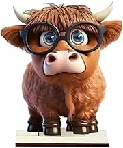 Highland Cow Table Centerpiece | Wooden Highland Cow Figurine Tabletop Decor,Decorative Cattle Farmhouse Collectible Figurines for Home Decorations Yate-au
