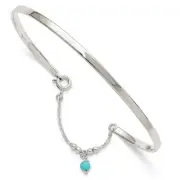 Sterling Silver Turquoise Bead Bangle Anklet 9 inches