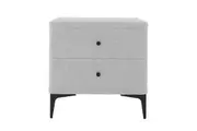 Shona Boucle Upholstered Bedside Table - Grey