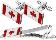 [DEARMAMY] Canadian Flag Cufflinks Mens Ties Mens Clip on Tie Cufflinks for Men Tie Clips Mens Cuff-link Accessories Pin for Clothes Cuff-link Tie Pin Mens Tie Clip Zinc Alloy