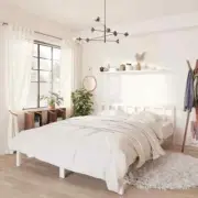 vidaXL Bed Frame without Mattress White Solid Wood Pine 150x200 cm