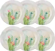 UPware Cactus Garden Melamine Dinner Plate Set, Flower Shaped Plates for Main course, Pasta, and Salad, BPA-Free, Dishwasher Safe, Green, 10.88 Inch, Set of 6