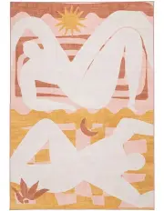 [Miss Amara] Menaka Abstract Rug in Rust/Pink