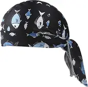 [Generic] Headscarf Sun Protection | Hair Scarf Cycling Sun Hat | Breathable Hair Wrap Fish Print Head Cover for Women Men