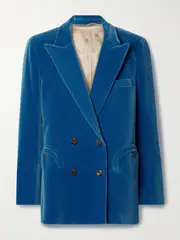 [BLAZÉ Milano] BLAZÉ Milano - Everynight Double-breasted Cotton-velvet Blazer - Blue - 2 2 Blue