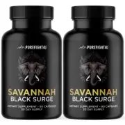 Savannah Black Surge Dietary Supplement for Peak Performance Capsules 2 Bottles