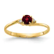 14k Yellow Gold 4mm Garnet AAA Diamond ring