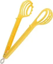 jojofuny Manual Hand Egg Mixer Multifunctional Egg Beater Whisk for Kitchen Cooking Noodle Tong Egg Handling Tool Yellow