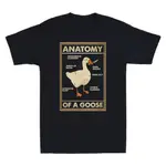 KAWAII ANATOMY OF A GOOSE 圖形 T 恤搞笑鴨子遊戲玩家復古男士男士上衣創意哥特式男 T 恤 R