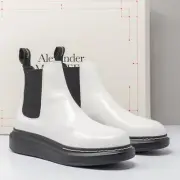 Alexander McQueen White/Black Leather Hybrid Chelsea Boots, Size 37 EU (7 US)