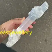 9.8"+ Natural Selenite Dragon Wand Skull Carved Quartz Crystal Skull Healing 1PC