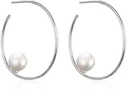 MAYJAI Pure Silver Pearl Earrings Simple and Stylish Ring Earrings