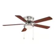 Home Depot Hugger 52 in. LED Indoor Brushed Nickel Ceiling Fan with Light Kit