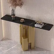 LYXWGRZD Console Table, Sofa Table with Metal Base, Narrow Entryway Table, Behind Couch Table, Sofa Accent Table for Living Room Entryway Hallway Entrance(Gold B,120cm/47.2in)