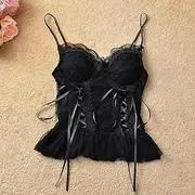 [JIMINISO] Black Mesh Bandage Suspenders Top Gothic Lace Tutu Skirt Women's Cospay Costume Lolita Dresses