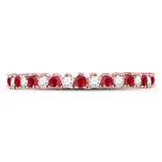 10k Rose Gold Round Ruby Diamond Stackable Band Ring 1/4 Cttw