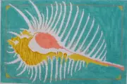 Venus Comb Murix Shell Hand Painted Needlepoint Canvas