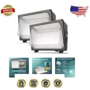 120W LED Wall Pack Light 2-Pack with 18000lm - Dusk-to-Dawn Sensor & Glass Lens